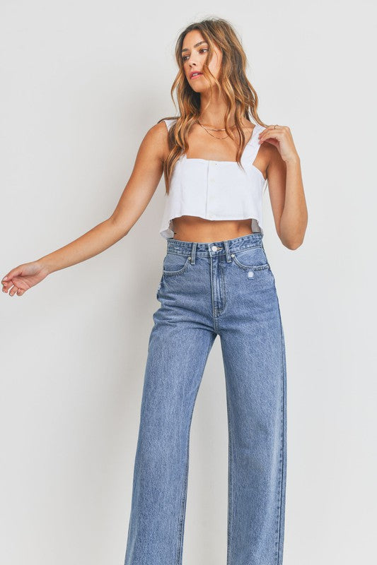 HIGH WAISTED SKATER JEANS - lolaluxeshop