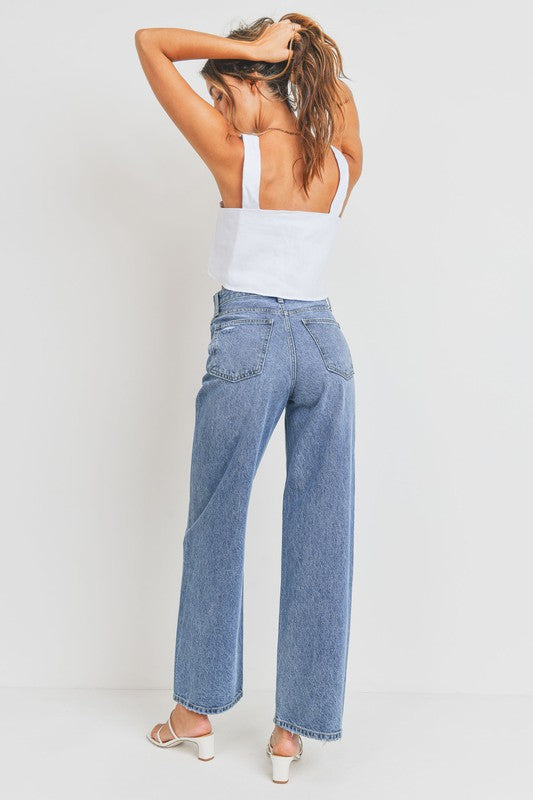 HIGH WAISTED SKATER JEANS - lolaluxeshop