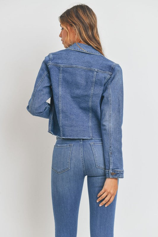 Clean Denim Jacket W/ Fray - LOLA LUXE