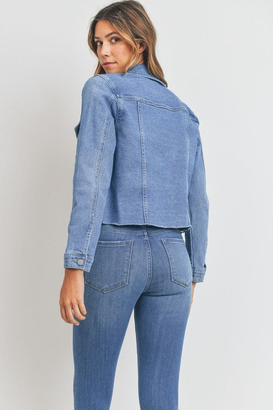 Clean Denim Jacket W/ Fray - LOLA LUXE