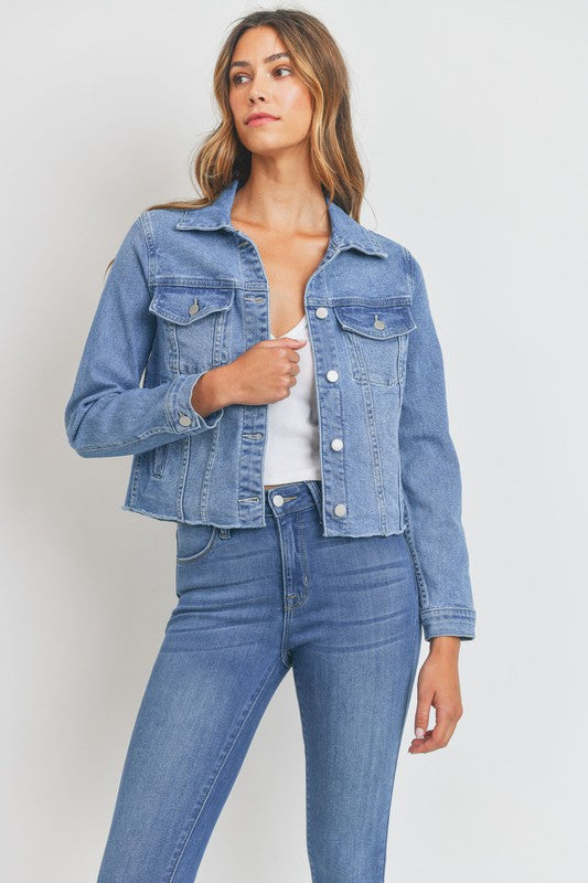 Clean Denim Jacket W/ Fray - LOLA LUXE