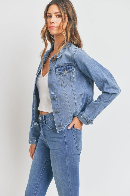 VINTAGE DISTRESSED DENIM JACKET - LOLA LUXE