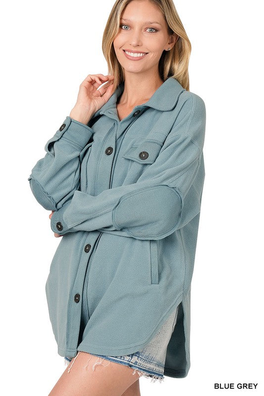 OVERSIZED BASIC FLEECE SHACKET - LOLA LUXE