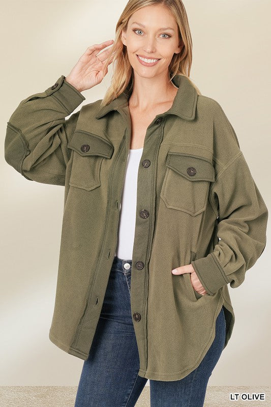 OVERSIZED BASIC FLEECE SHACKET - LOLA LUXE