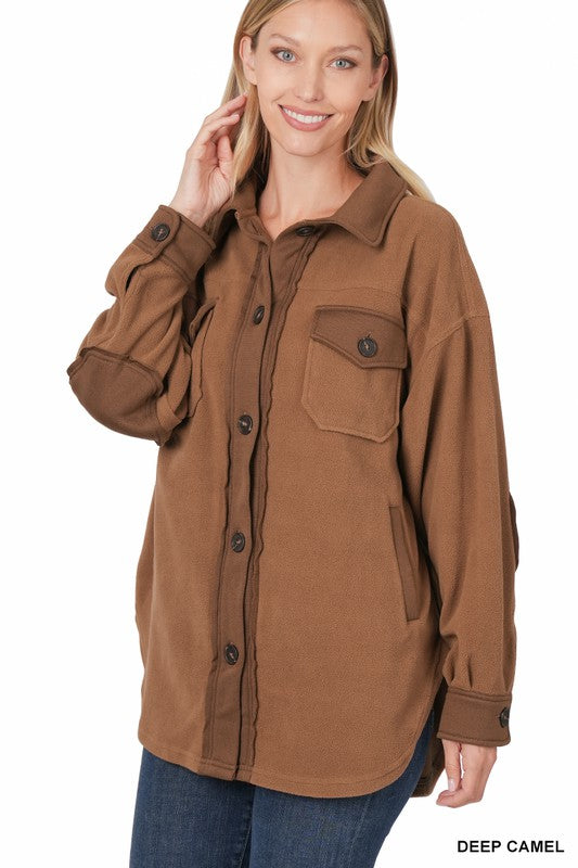 OVERSIZED BASIC FLEECE SHACKET - LOLA LUXE