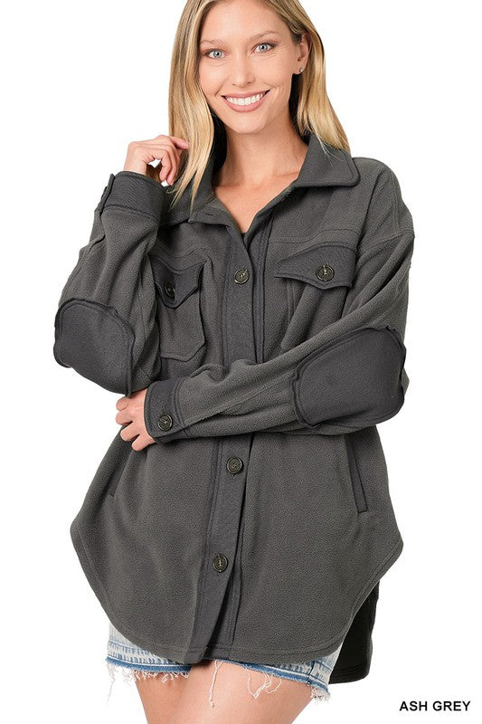 OVERSIZED BASIC FLEECE SHACKET - LOLA LUXE