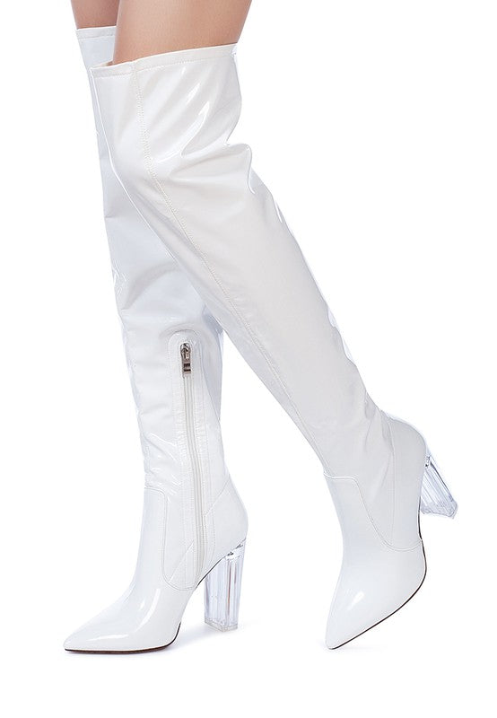 NOIRE THIGH HIGH LONG BOOTS IN PATENT PU - lolaluxeshop