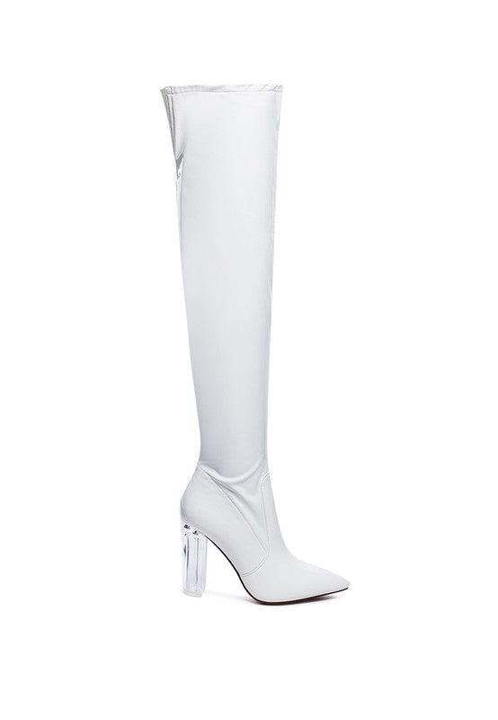 NOIRE THIGH HIGH LONG BOOTS IN PATENT PU - lolaluxeshop