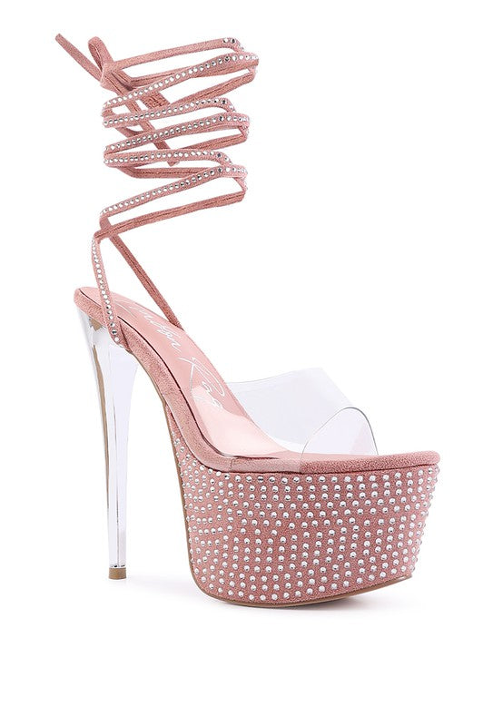 SUGAR MOM STRAPPY DIAMANTE PLATFORM HIGH HEELS - lolaluxeshop