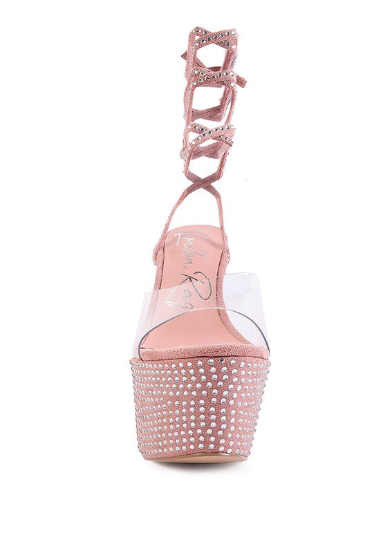 SUGAR MOM STRAPPY DIAMANTE PLATFORM HIGH HEELS - lolaluxeshop