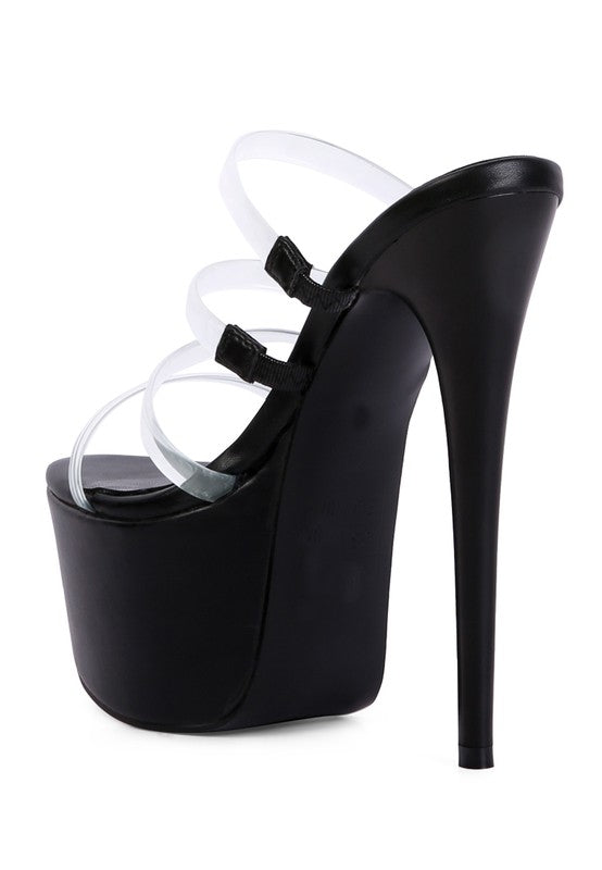 SHOTS UP ULTRA HIGH HEEL CLEAR STRAPS SANDALS - lolaluxeshop