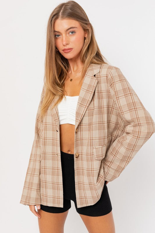 OVERSIZED PLAID JACKET - LOLA LUXE