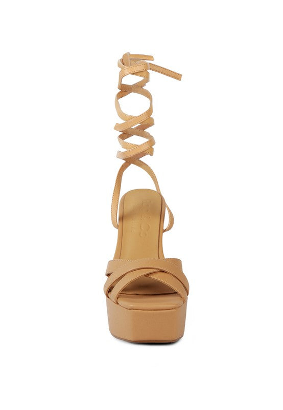 SPLITSOUL Lace Up High Block Sandal - lolaluxeshop