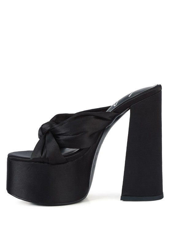 STROBING KNOTTED CHUNKY PLATFORM HEELS - lolaluxeshop