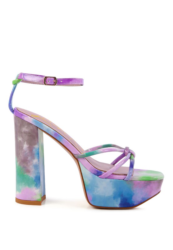 PRISMA TIE DYE HIGH PLATFORM HEELED SANDALS - lolaluxeshop