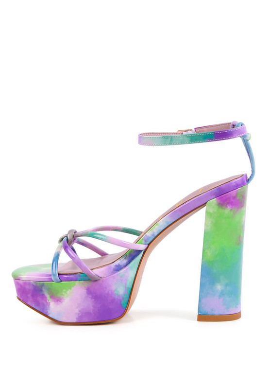 PRISMA TIE DYE HIGH PLATFORM HEELED SANDALS - lolaluxeshop