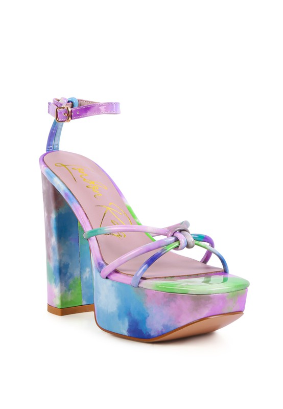 PRISMA TIE DYE HIGH PLATFORM HEELED SANDALS - lolaluxeshop