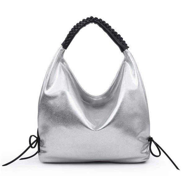 Women hobo bag metallic silver - LOLA LUXE