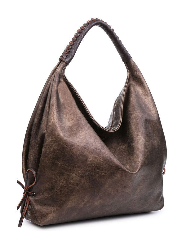 Women hobo bag metallic silver - LOLA LUXE