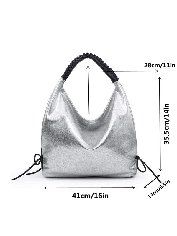 Women hobo bag metallic silver - LOLA LUXE