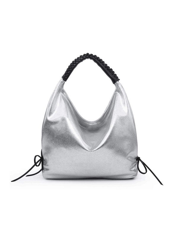 Women hobo bag metallic silver - LOLA LUXE