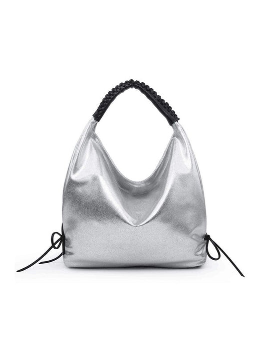 Women hobo bag metallic silver - LOLA LUXE