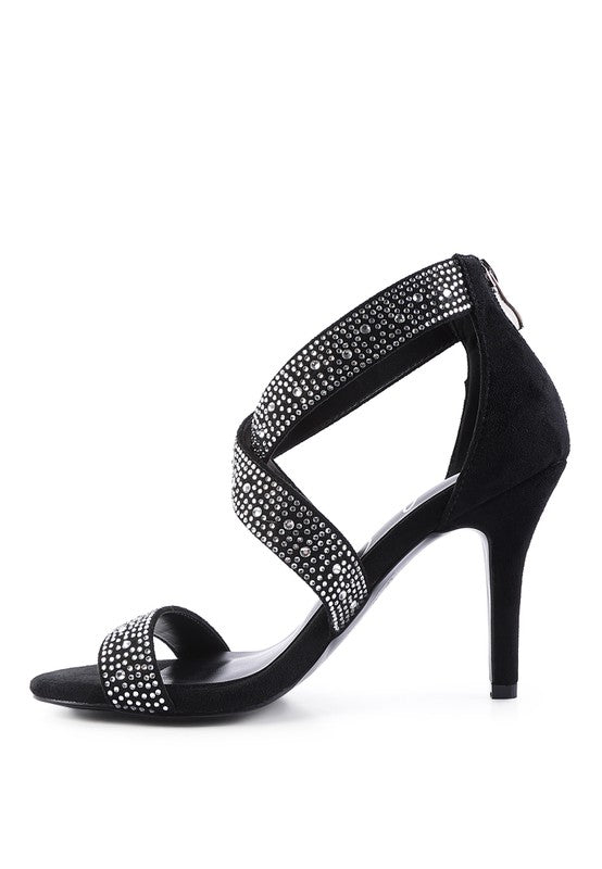 QUEEN BEE Rhinestone High Heeled Sandal - lolaluxeshop