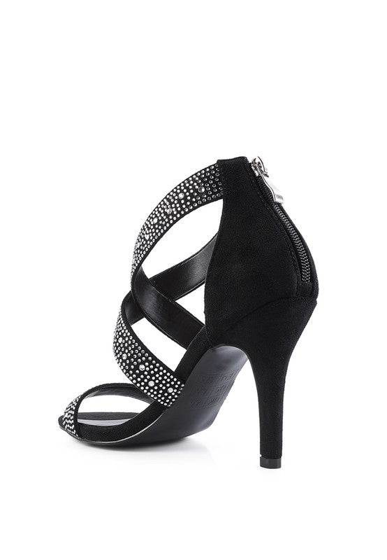 QUEEN BEE Rhinestone High Heeled Sandal - lolaluxeshop