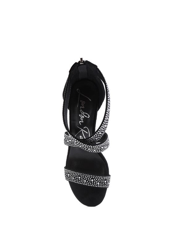 QUEEN BEE Rhinestone High Heeled Sandal - lolaluxeshop