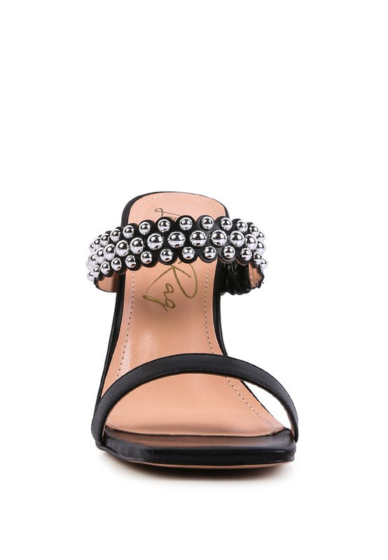 BANDY HIGH HEEL METAL BALL SANDALS - lolaluxeshop