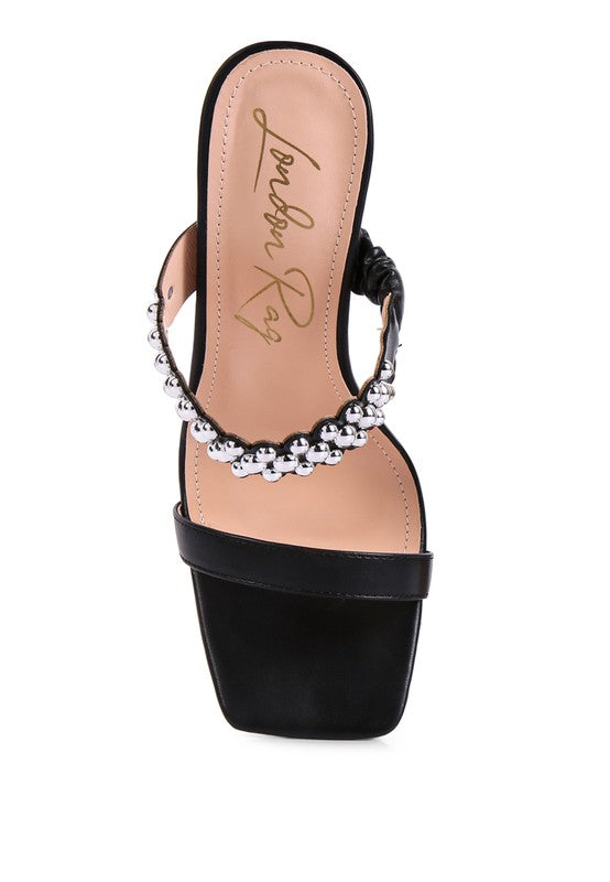 BANDY HIGH HEEL METAL BALL SANDALS - lolaluxeshop