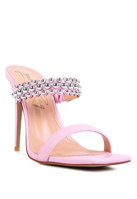 BANDY HIGH HEEL METAL BALL SANDALS - lolaluxeshop