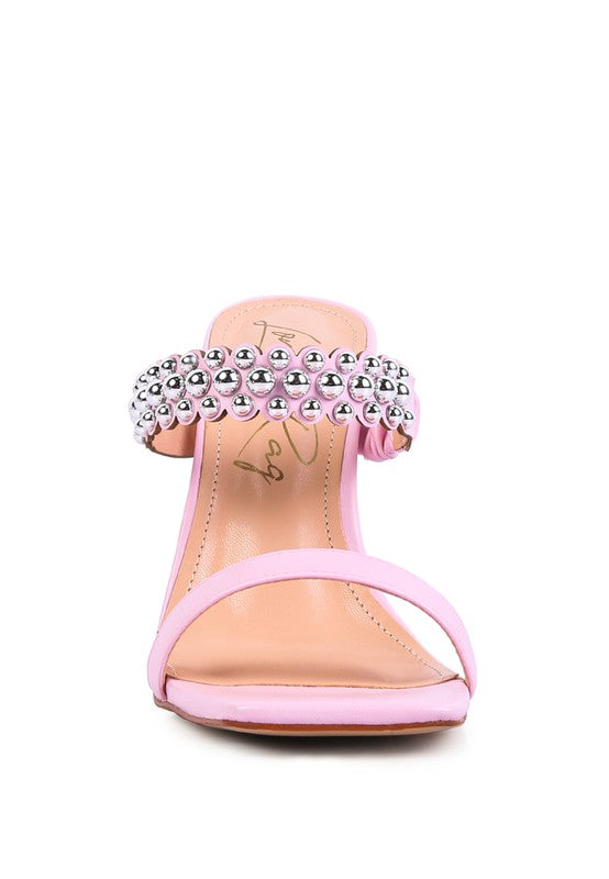 BANDY HIGH HEEL METAL BALL SANDALS - lolaluxeshop