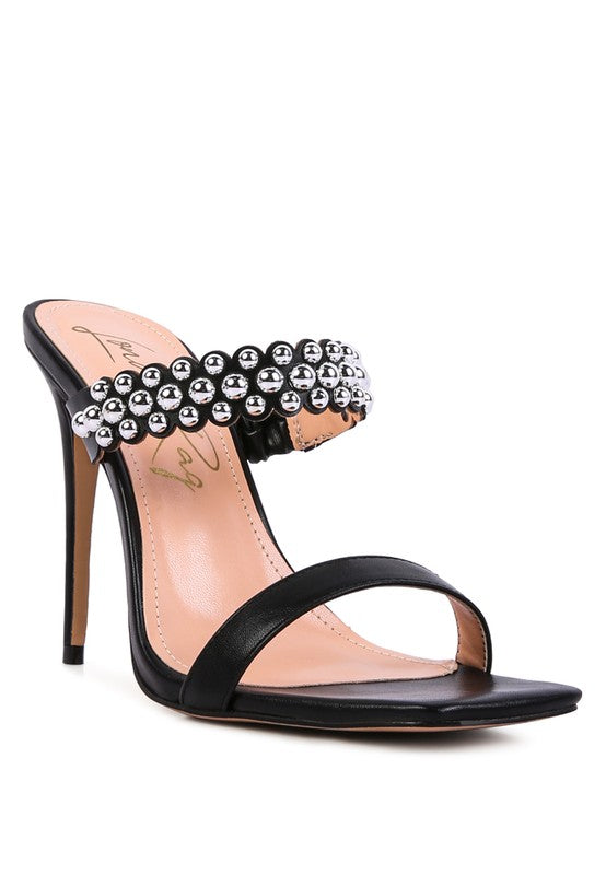 BANDY HIGH HEEL METAL BALL SANDALS - lolaluxeshop