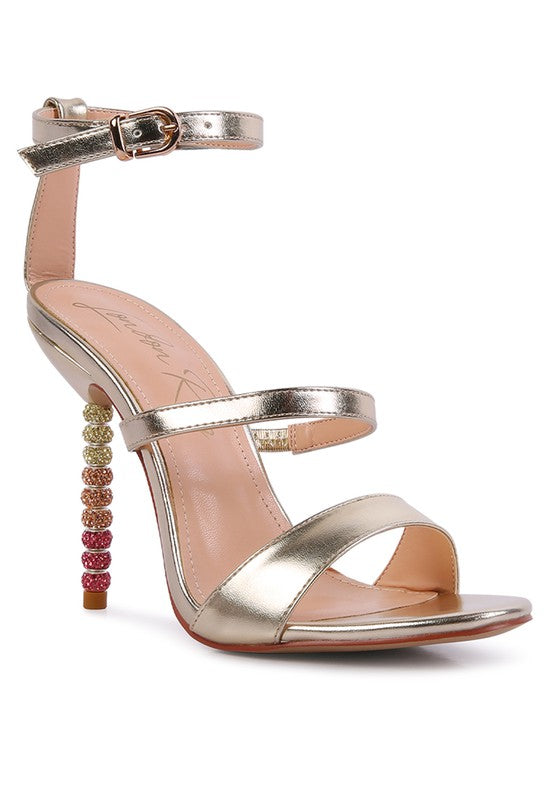 LAWSUIT RHINESTONE BALL HEEL SATIN SANDALS - lolaluxeshop