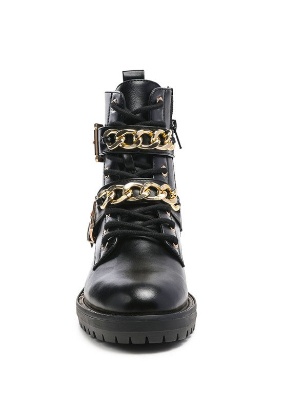 BILLY ATTA GIRL METAL CHAIN DETAIL BIKE BOOT - lolaluxeshop