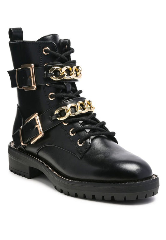 BILLY ATTA GIRL METAL CHAIN DETAIL BIKE BOOT - lolaluxeshop