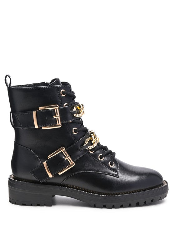 BILLY ATTA GIRL METAL CHAIN DETAIL BIKE BOOT - lolaluxeshop