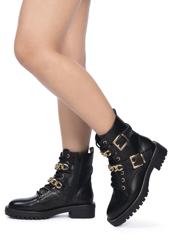 BILLY ATTA GIRL METAL CHAIN DETAIL BIKE BOOT - lolaluxeshop