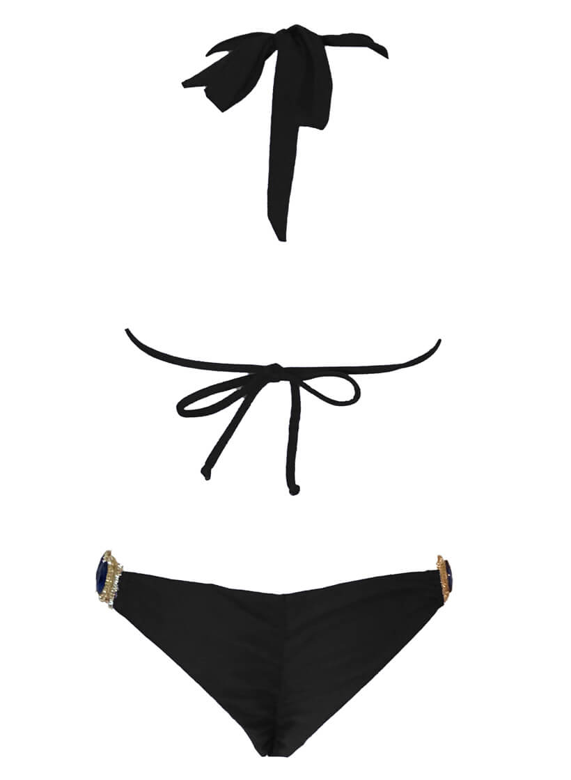 Tina Halter Top & Skimpy Bottom - Black - LOLA LUXE