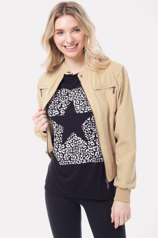 Casual Faux Suede Moto Bomber Jacket - lolaluxeshop