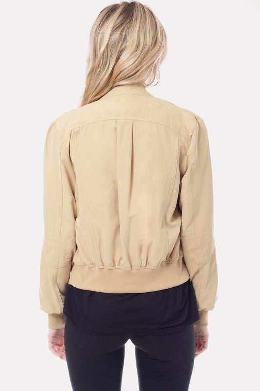 Casual Faux Suede Moto Bomber Jacket - lolaluxeshop