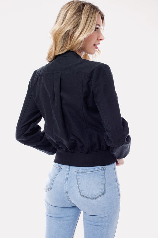 Casual Faux Suede Moto Bomber Jacket - lolaluxeshop