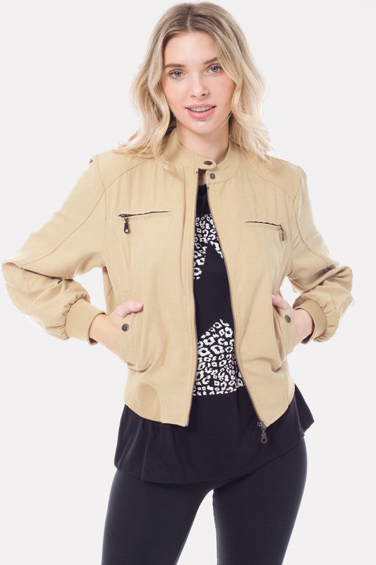 Casual Faux Suede Moto Bomber Jacket - lolaluxeshop