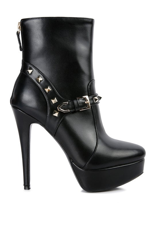 DEJANG Metal Stud faux Leather Ankle Boot - lolaluxeshop