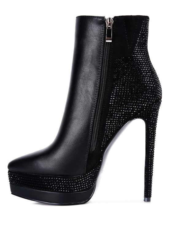 ENCANTO Diamante Set High Heeled Ankle Boot - lolaluxeshop