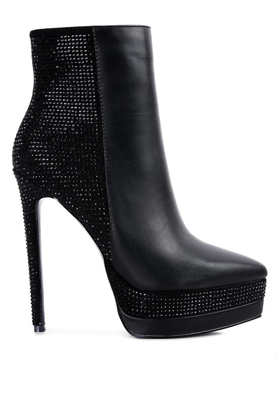 ENCANTO Diamante Set High Heeled Ankle Boot - lolaluxeshop