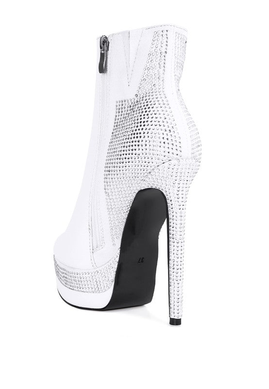 ENCANTO Diamante Set High Heeled Ankle Boot - lolaluxeshop