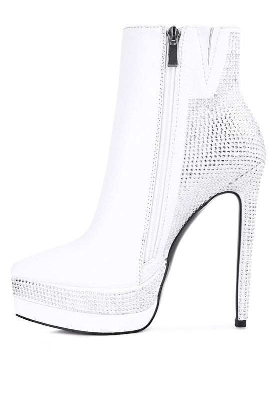 ENCANTO Diamante Set High Heeled Ankle Boot - lolaluxeshop