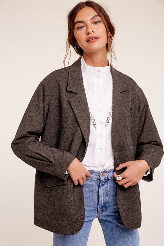 Over sized solid blazer - LOLA LUXE